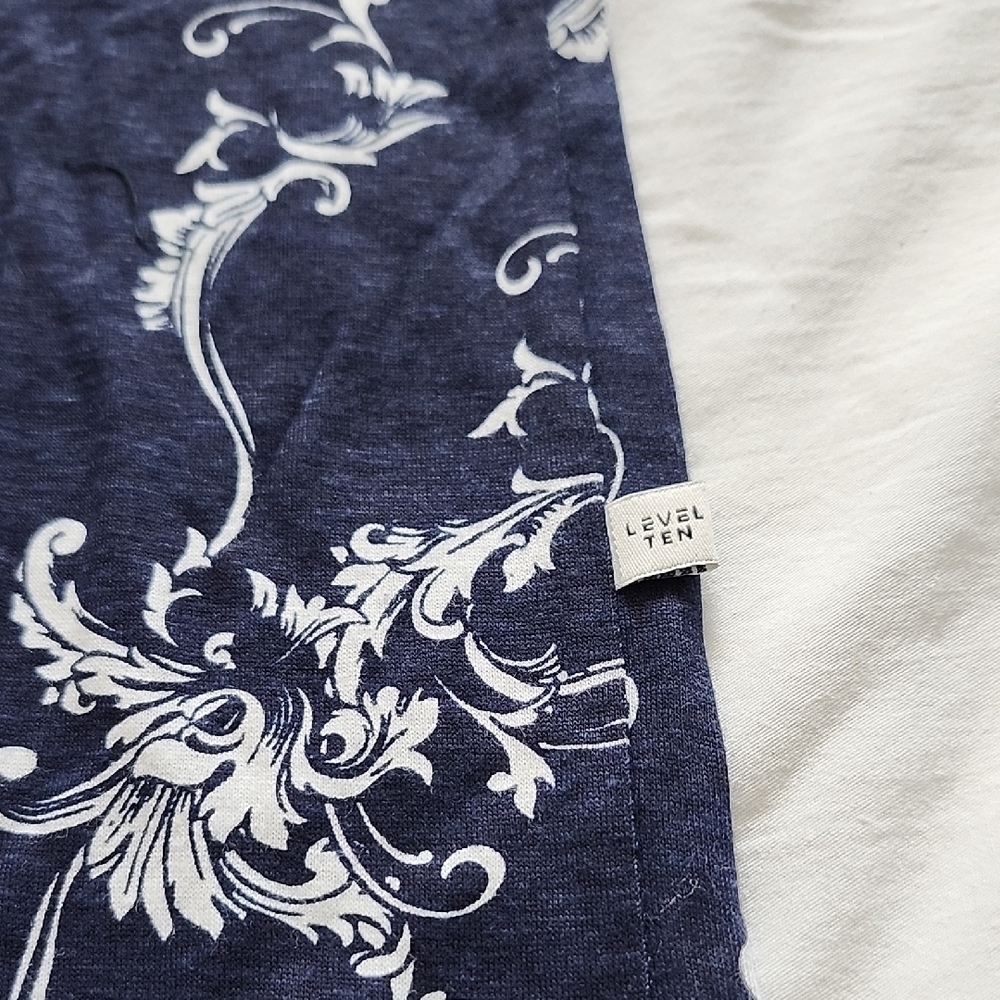 NWT Level Ten Men's Navy Blue Baroque Floral Scroll Print Polo Shirt Size S - Picture 4 of 8